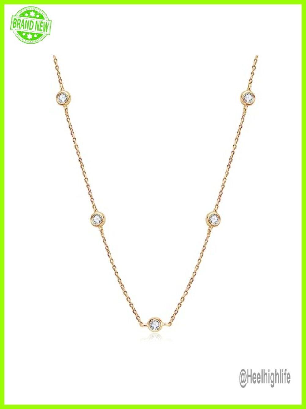 Sterling Silver Moissanite Station Necklace Bezel Set Choker